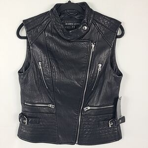 NEW Dawn Levy Women's Black Leather Motorcycle Vest NWT